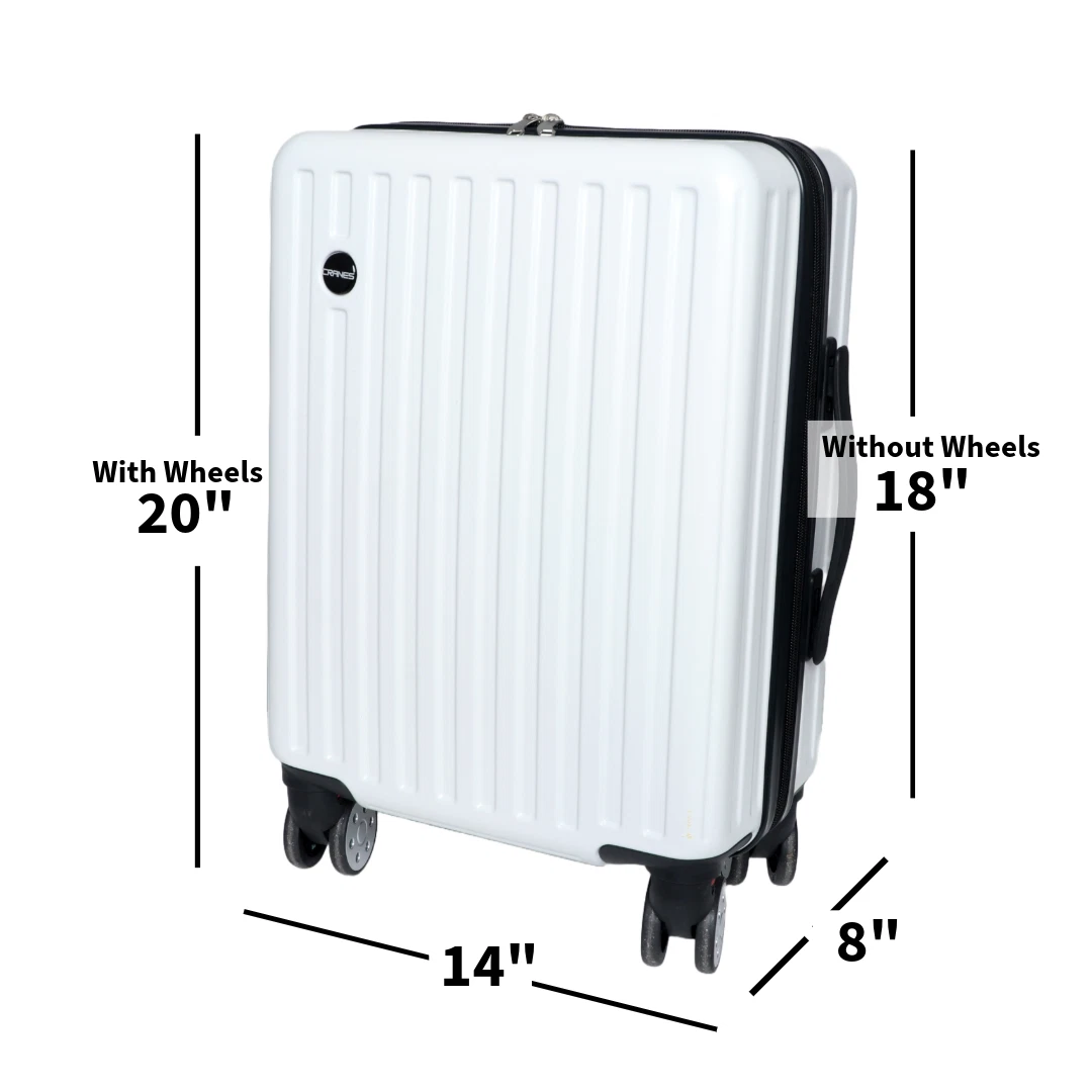 Personal Item Suitcase 18x14x8 In. Removable Wheels Converts Carry-On to Free Underseat Luggage Lightweight Travel Bag For Spirit Frontier Allegiant and more, white & black